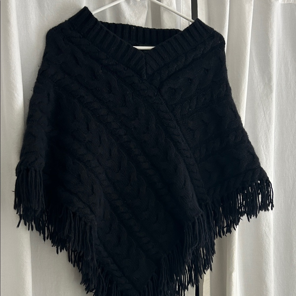 Banana Republic Black Cable Knit Poncho